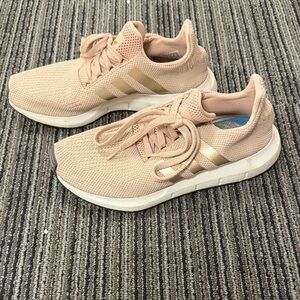 Adidas Women's Beige and Gold Sneakers
